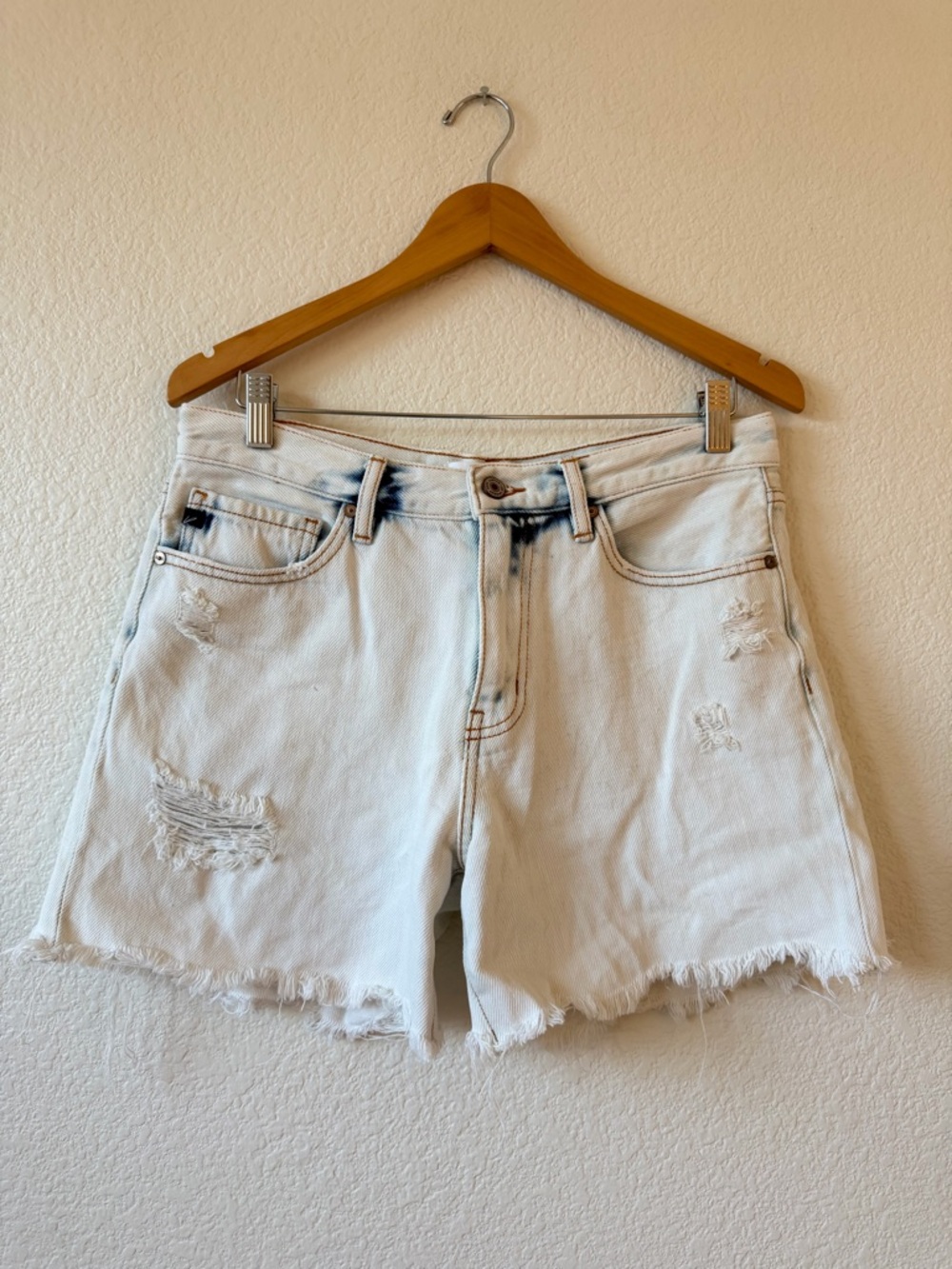 KanCan Denim Shorts Distressed Light Blue White size 28 EUC